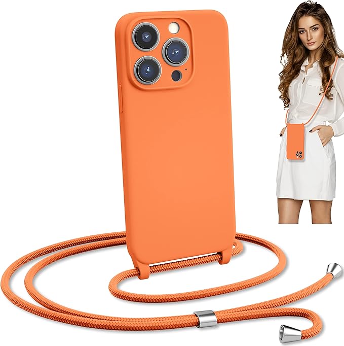 IPhone 15 Pro (6.1 Inch) Crossbody Silicone Case With Hands-Free Adjustable Rope Purple