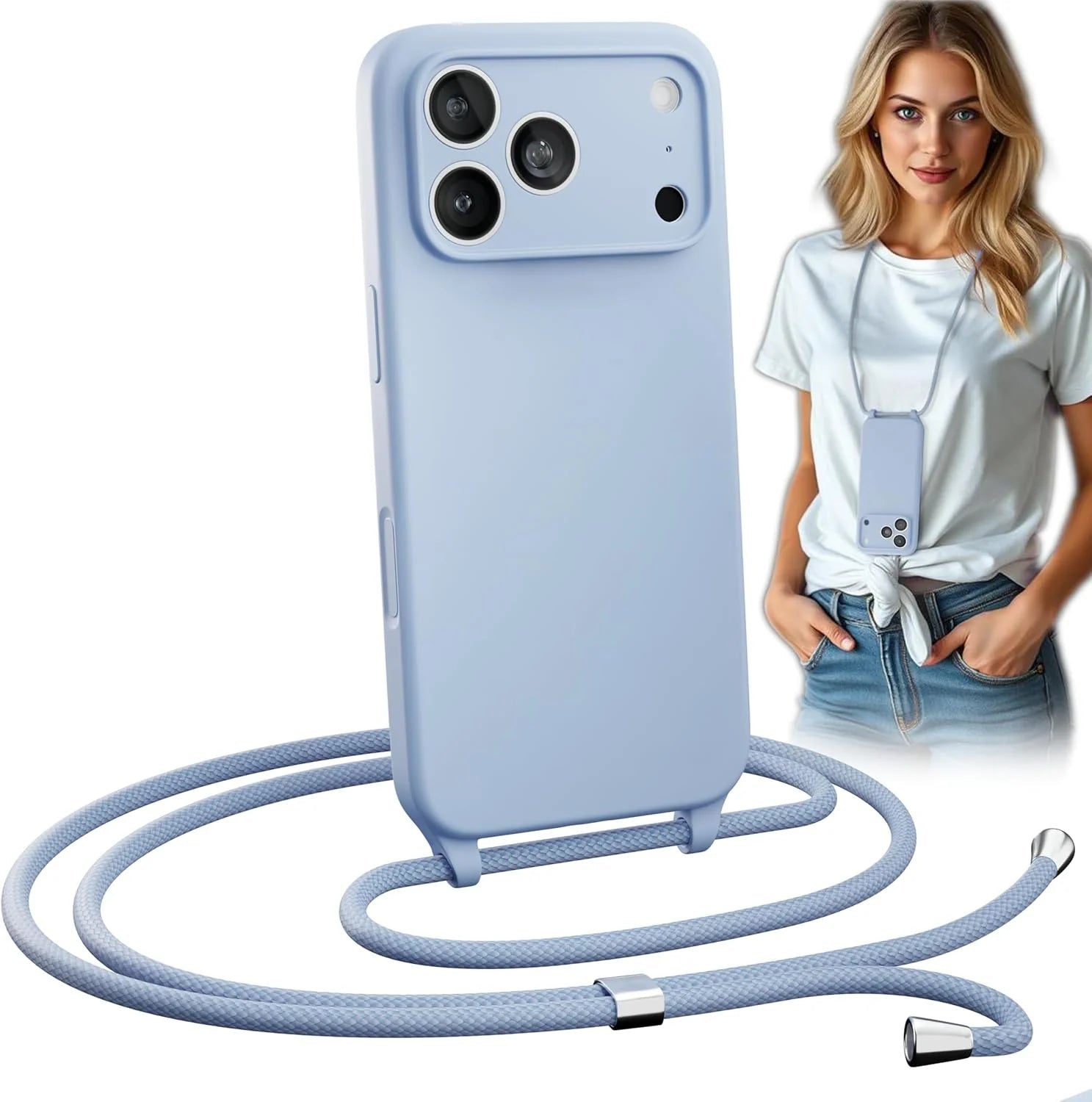 iPhone 17 Pro (6.3 inch) Crossbody Silicone Case with Hands-Free