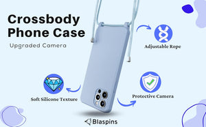 iPhone 16(6.1 inch)-Silicone Case with Hands-Free Adjustable Rope