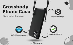 iPhone 16(6.1 inch)-Silicone Case with Hands-Free Adjustable Rope