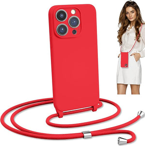 iPhone 15 Plus (6.7 inch) Crossbody Silicone Case with Hands-Free Adjustable Rope