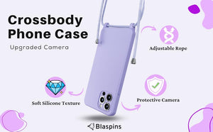 iPhone16 Pro(6.3 inch) - Silicone Case with Hands - Free Adjustable Rope - IceSword